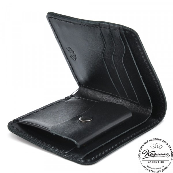 Кожаный бумажник "Рокки" (чёрный). фото 1